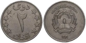 Afghanistan - 2 Afghani 1980 Kupfer-Nickel-Legierung, 6.21g, Ø 25mm Km#999 - Picture 1 of 1