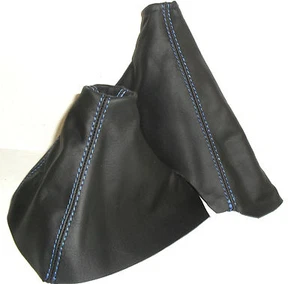 cuffia cambio e freno per OPEL ASTRA H GTC  vera pelle nera  cuciture ricami BLU - Imagen 1 de 3