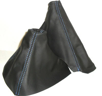 cuffia cambio e freno per OPEL ASTRA H GTC  vera pelle nera  cuciture ricami BLU - Imagen 1 de 3