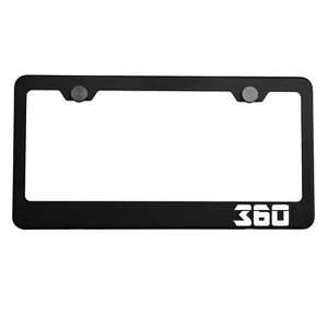 Matte Black License Plate Frame Chrome 360 Laser Etched Metal Screw Cap - Picture 1 of 7