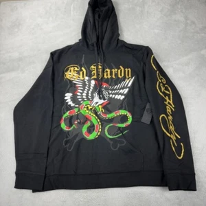 Ed Hardy Green Snake Graphic Black Hoodie Men’s Size L - Picture 1 of 15
