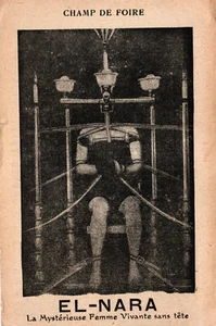 Postal original de colección El-Nara Magician mujer sin cabeza, escapista como Houdini - Imagen 1 de 2