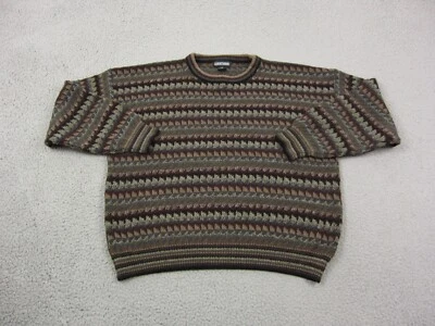 Vintage Jantzen Sweater Mens Large Green Red Diamond Textured Knit Casual 90s - Image 1 of 4