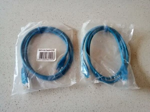 PAIR OF CAT5E RJ45 1.0M BLUE ETHERNET CABLES BRAND NEW SEALED FREE POSTAGE - Picture 1 of 2