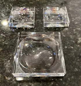 Set Baccarat Crystal 1 Lg 2 Small Sparte Square Butter Salt Caviar Dish Ashtrays - Picture 1 of 15