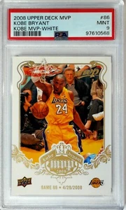 2008-09 Upper Deck Jugador Más Valioso Blanco #86 Salón de la Fama Lakers Kobe Bryant Mamba Como Nuevo PSA 9 POP 4 - Imagen 1 de 3
