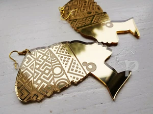 Pendientes de acrílico espejo dorado para mujer africana  - Imagen 1 de 3
