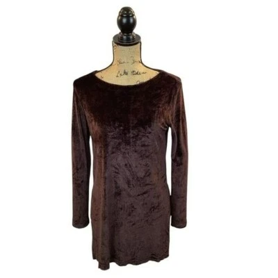 Blusa Larga Henri Bendel Mujer Pequeña Terciopelo Cuello Redondo Marrón Foto 1 de 4