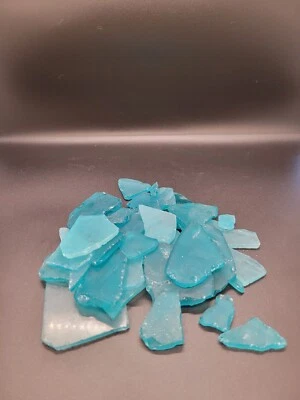 Flat Frosted Craft Sea Glass for Crafts Weddings Decor Teal Aqua Light Blue - Image 1 of 3