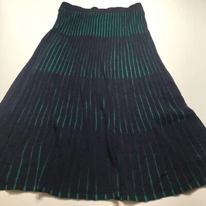 Ann Taylor Petite Skirt Womens Sz XSP Black Eyelet w/ Green Stripe A-Line Flare - Picture 1 of 13