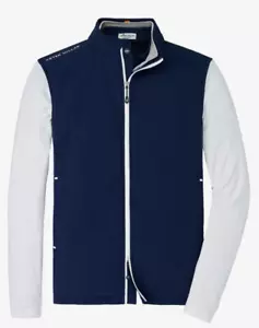 PETER MILLAR Crown Sport Performance Seersucker Hybrid Vest Full Zip NAV XL $200 - Picture 1 of 13