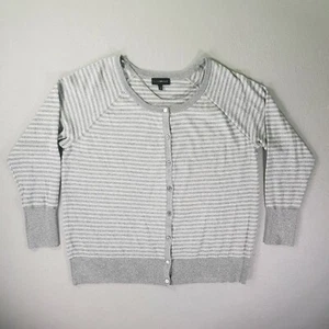 Lane Bryant Strickjacke Damen Größe 22/24 Langarm U-Boot-Ausschnitt Knopfleiste Silber - Bild 1 von 10