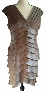 ADRIANNA PAPPELL 14P Petite Bronze irisierendes ärmelloses Rüschenkleid - Bild 1 von 5