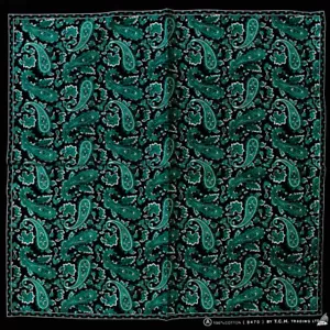 FOULARD BANDANA 100% COTONE 50x50 cm nero con decorazione verde BD061 - Foto 1 di 1