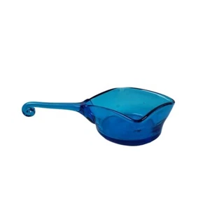 Empoli Italian Art Glass Blue Square Bowl Attached Handle Hand Blown Made Italy - Picture 1 of 7