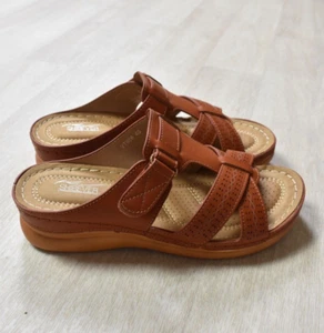 Shibever Comfort Sandalen Boho Freizeit flach orange braun 40 Rutsche - Bild 1 von 5