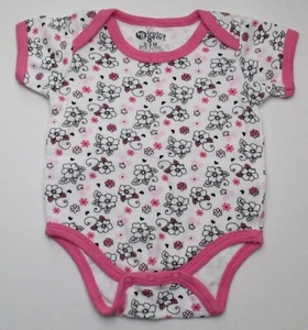 Infant Baby Girls 0-3 Months Baby Gear White Pink Black Flower Shirt - Picture 1 of 2