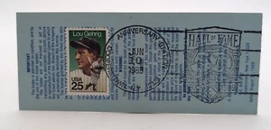 Lou Gehrig Stamp Ticket Baseball HOF Old Timers Game 1989 50th Anniversary   - Picture 1 of 2