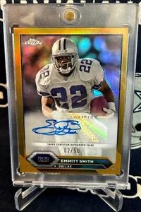 2024 Topps Chrome GOLD Refractor Dallas Cowboys EMMITT SMITH Autograph AUTO #/50 - Picture 1 of 12