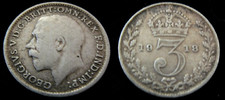 SOLID SILVER Threepence 1918 Coin U English British C London Manchester Leeds UK