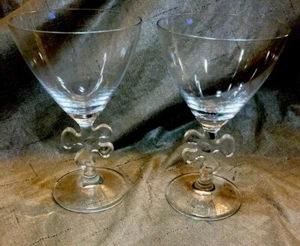 MARC AUREL PUZZLE TALLO Cristal de Plomo Vaso de Vino Firmado RARO CONJUNTO DE (2) Dos - Imagen 1 de 7