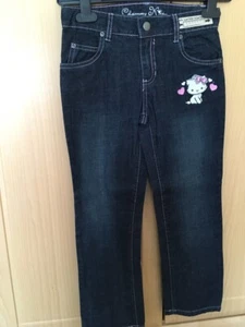 Hello Kitty Girls Blue Embroidered Jeans, Ages 4-10 Years - Picture 1 of 4