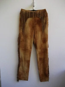 Damen Wildlederhose Western Style Fransen Hose 34/36 S Braun schattiert wie neu! - Bild 1 von 5