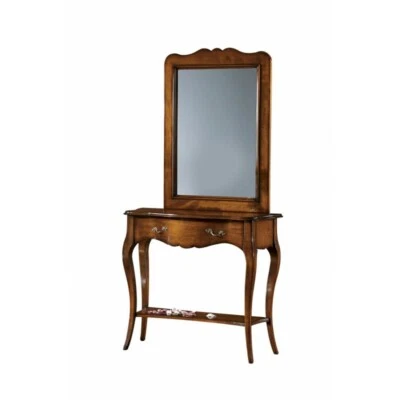 Console With Mirror Dark Walnut Arte Povera Classic Cabinet Bassano Finish - Image 1 of 2