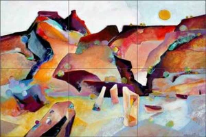 Abstract Art Tile Backsplash Warren Cullar Mountain Art Ceramic Mural WC172 - Picture 1 of 6
