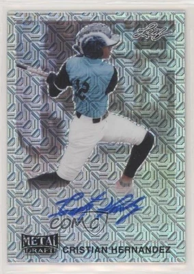 2021 Leaf Metal Draft 1990 Silver Mojo Cristian Hernandez #LA-CH1 Auto - Image 1 of 2