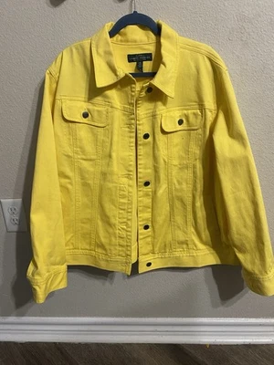 Lauren Ralph Lauren джинсовой ткани водитель грузовика женская куртка размер 2 X желтый хлопок - Изображение 1 из 4