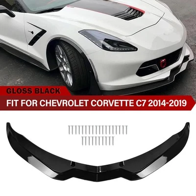 Front Bumper Lower Lip Splitter 2014-2019 Corvette C7 Z06 Z51 Gloss Black - Image 1 of 4