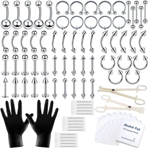 Körper Septum Piercing Set, 14G 16G Werkzeuge für Nase Zunge Lippe Ohr Augenbraue Bauch Bu - Bild 1 von 12