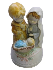 VTG Enesco Nativity Music Box O Holy ( Silent Night) RARE 1990 Japan Jesus Works - Picture 1 of 8