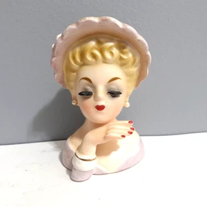 Vintage Small 3.5 Inarco Lady Head Vase With Earrings E744 - Picture 1 of 11