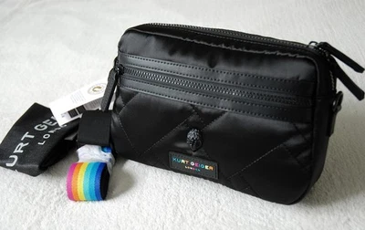 Kurt Geiger LONDON Nylon Cross Body Dr Bag BLACK & Rainbow Strap BNWT - Image 1 of 4