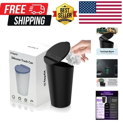 Cubo de basura de coche con tapa portavasos pequeño bolsillo de puerta cubo de basura contenedor de basura... Foto 1 de 4