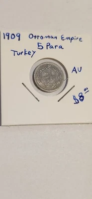 Moneda de 5 para níquel Turquía Imperio Otomano 1909 Foto 1 de 3