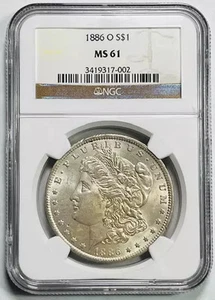 1886 O Morgan Silver Dollar NGC MS-61 - Picture 1 of 2