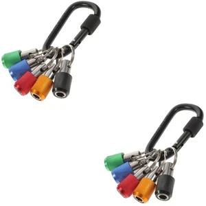 2 Sets bunt gerändelt Schlüsselanhänger Bohrer Bithalter Schraubendreher Halter Schlüsselanhänger - Bild 1 von 12