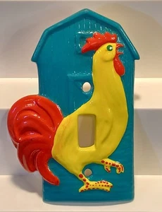 Vtg Ceramic Rooster Chicken Barn Light Switch Plate Cover Farmhouse Country -i - Picture 1 of 2