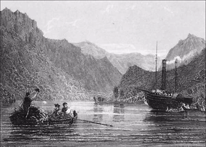 SCHOTTLAND: Blick auf den PIER am LOCH LOMOND - Gravur aus dem 19. Jahrhundert - Bild 1 von 2