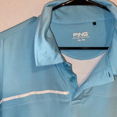 Мужская рубашка-поло PING XXL для гольфа светло-голубой пуловер на пуговицах для активного отдыха - Изображение 1 из 4