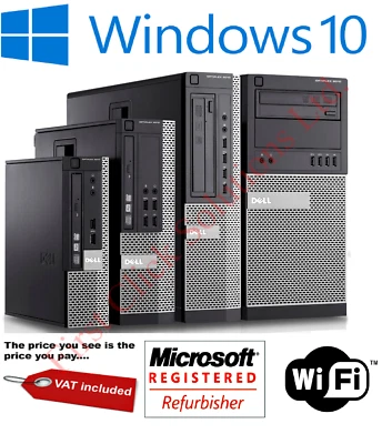 Dell Optiplex Desktop Business PC i7 i5 i3 SSD HDD 4GB 16GB Windows 10 Pro - Image 1 of 2