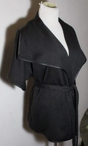 LIZ CLAIBORNE Charcoal Wrap Belted Jacket Size S NWT - Picture 1 of 7