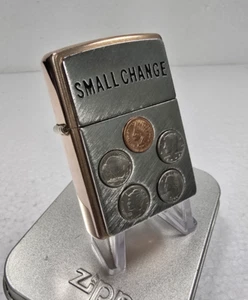 GENUINE Zippo SOLID COPPER Lighter SMALL CHANGE Brushed Finish 2003 NEW ENGRAVED - Picture 1 of 11