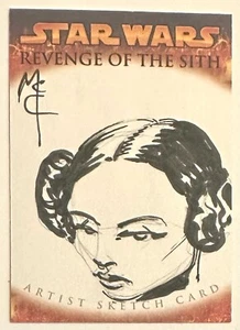 STAR WARS :RARE ARTIST SKETCH CARD PRINCESS LEIA JOHN McCREA REVENGE OF THE SITH - Picture 1 of 2