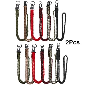 2pcs Heavy Duty Braided 550 Paracord Neck Lanyard Keychain for Men Women Outdoor - Picture 1 of 18