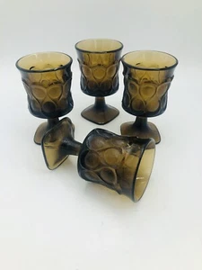 (Set Of 4) Noritake Spotlight Glass Goblet Tawny Walnut Brown MCM 4.5” Wine - Picture 1 of 5