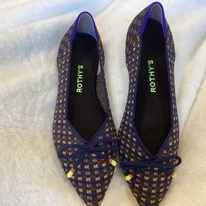 Rothy's The Bow Point Evening Metallic Knit Fabric Ballet Flats Women’s US 7.5 - Picture 1 of 11